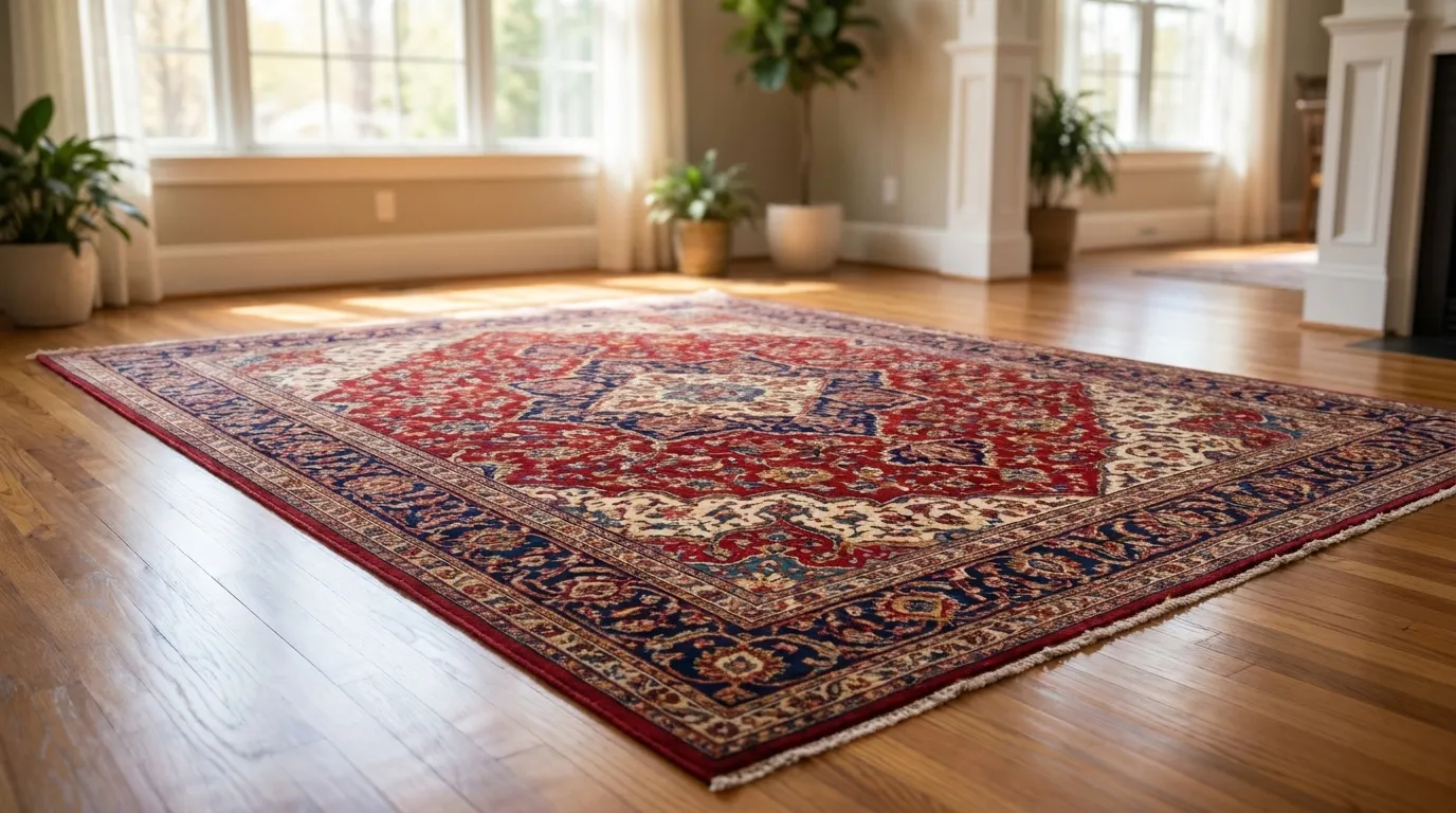 Restored oriental area rug after professional cleaning in Aurora IL
